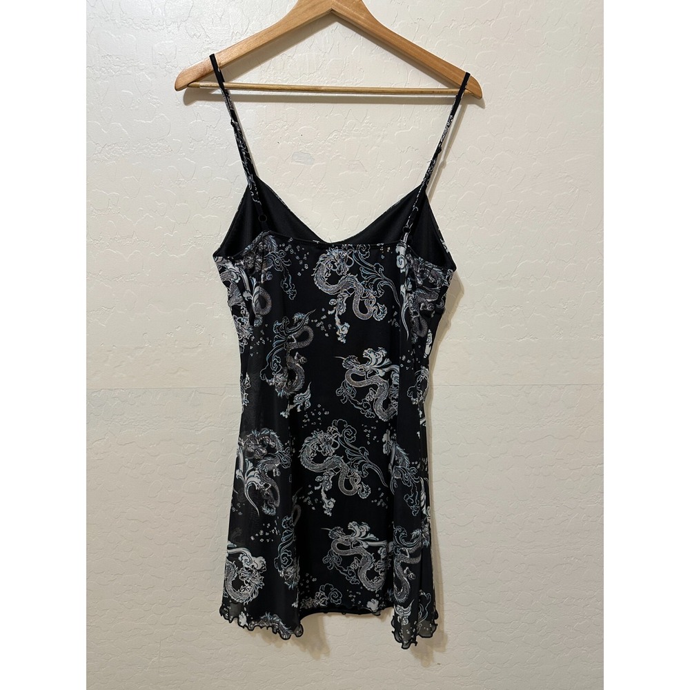 Justify Womans Babydoll Dragon Y2K Spaghett Top Size L Goth Punk lettuce hem - Picture 8 of 12